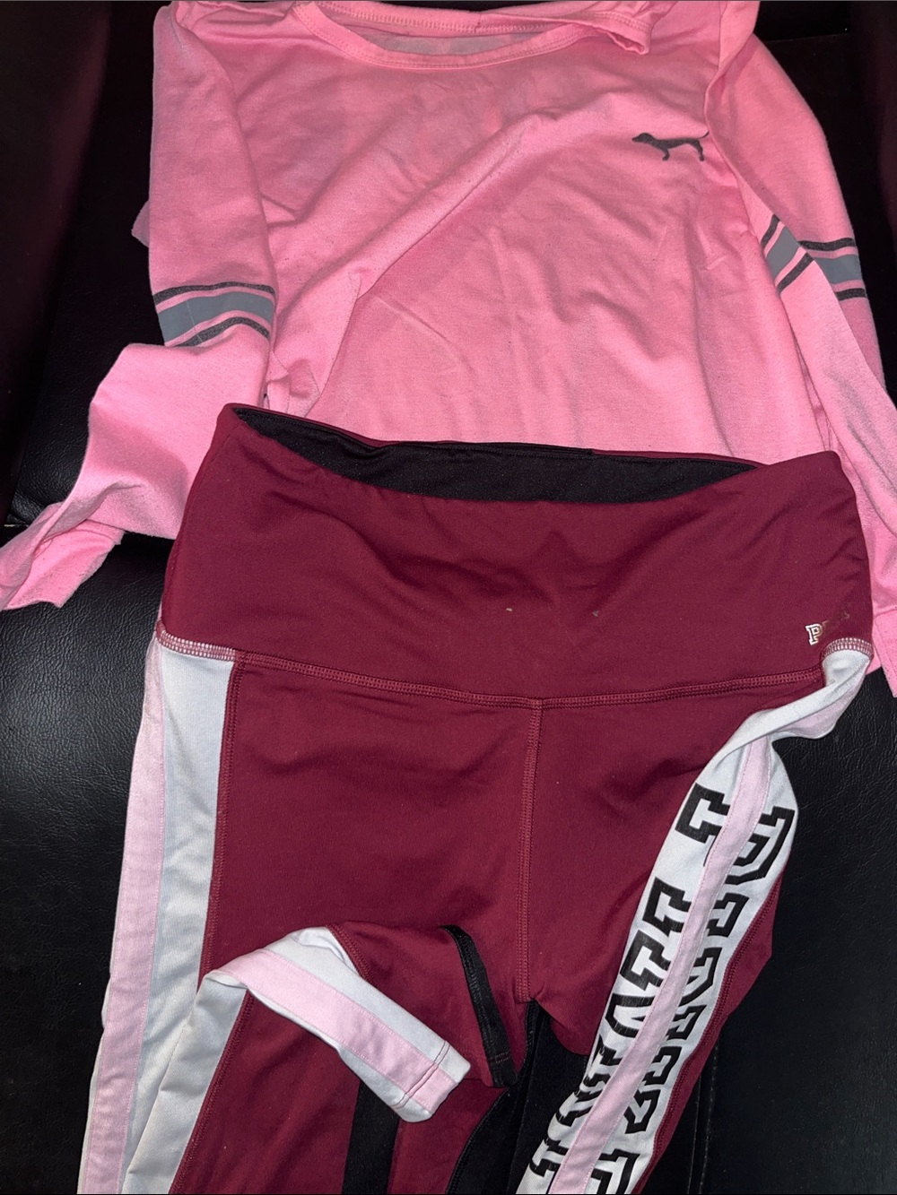 Love Pink Top with love pink Maroon Athletic Leggings
